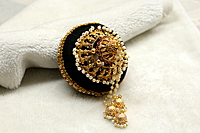 Matte Antique Gold Finish Andal Kondai with Real Kempstones – Ethnic Hair Accessory