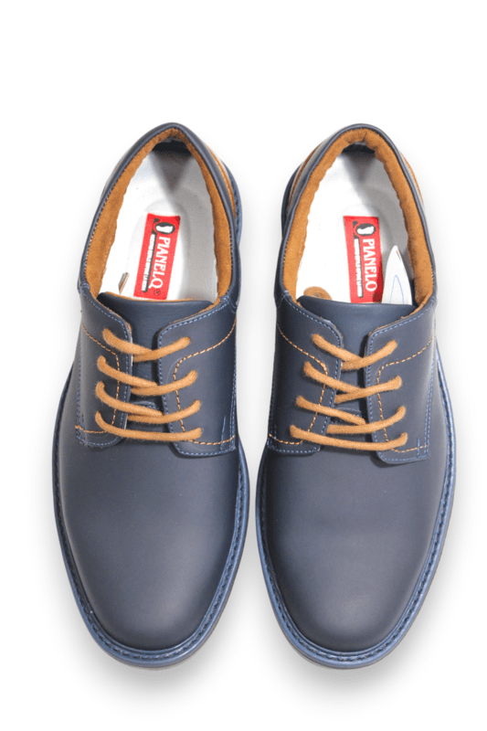 Zapato Cordón Pianelo Azul con Talón Café