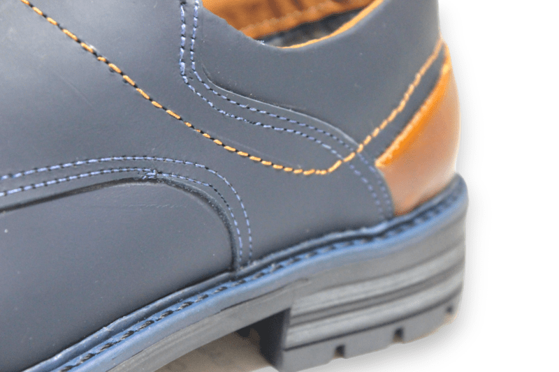 Zapato Cordón Pianelo Azul con Talón Café