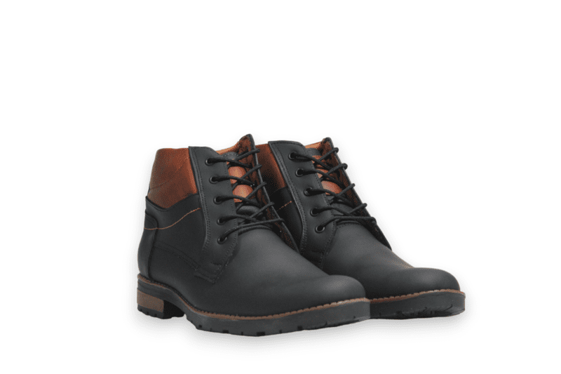 Bota Cordón Pianelo Negro Cuello y Talón Café