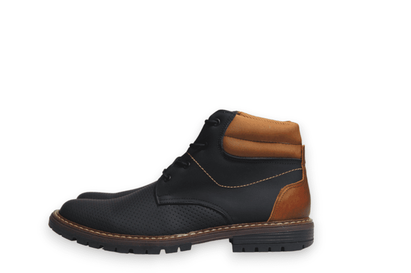 Bota Cordón Pianelo Negro Texturas Cuello y Talón Café