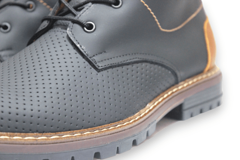 Bota Cordón Pianelo Negro Texturas Cuello y Talón Café