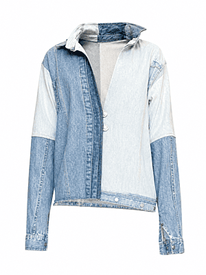 Two Toned Off Shoulder Slip Denim Shirt Two Toned Off Shoulder Slip Denim Shirt