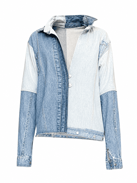 Two Toned Off Shoulder Slip Denim Shirt Two Toned Off Shoulder Slip Denim Shirt