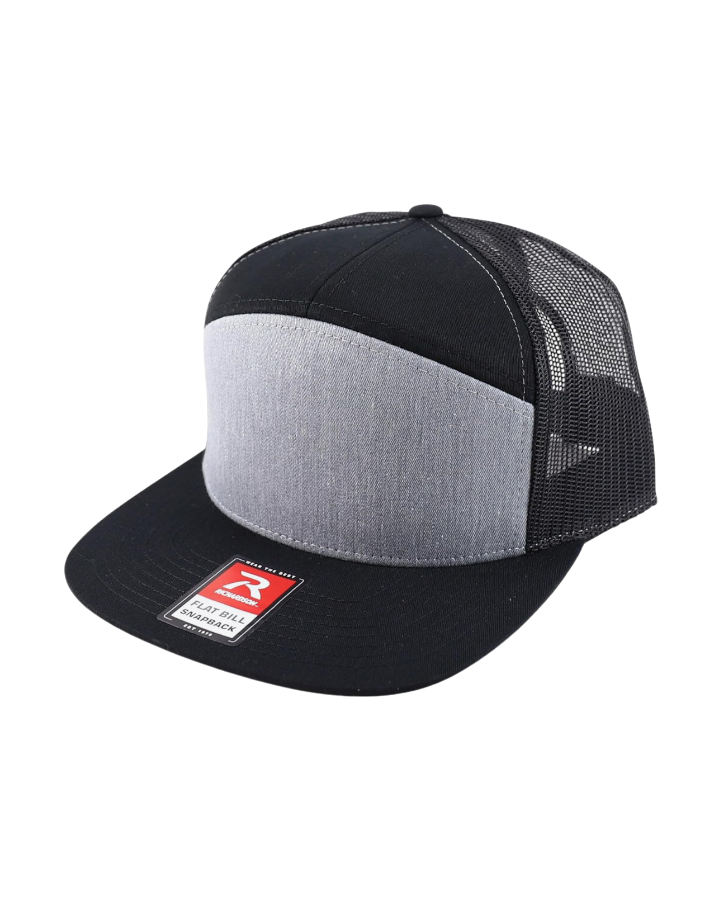 Richardson 168 7-Panel Trucker Hat Heather Grey/Black