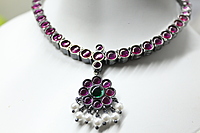 Margam Temple Jewellery - Copper & Real Kempstones - Black Antique Finish Attiga/Attigai/Addige