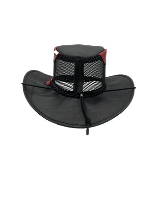 Arenas Bros Leather Mesh Black Red Arenas Bros Leather Mesh Black Red