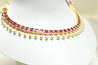 PINK SQUARE STONES NECKLACE