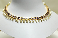 PURPLE SQUARE STONE NECKALCE