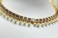 PURPLE SQUARE STONE NECKALCE