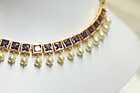 PURPLE SQUARE STONE NECKALCE