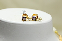 PURPLE SQUARE STONE NECKALCE