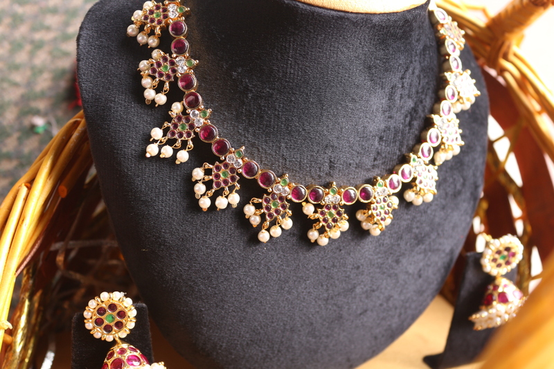 Bharatanatyam Ruby Kempu Temple Necklace