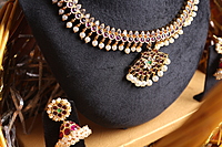 Nritya Ratna Kempu Pendant Temple Necklace – Panchalogam Bharatanatyam Jewellery