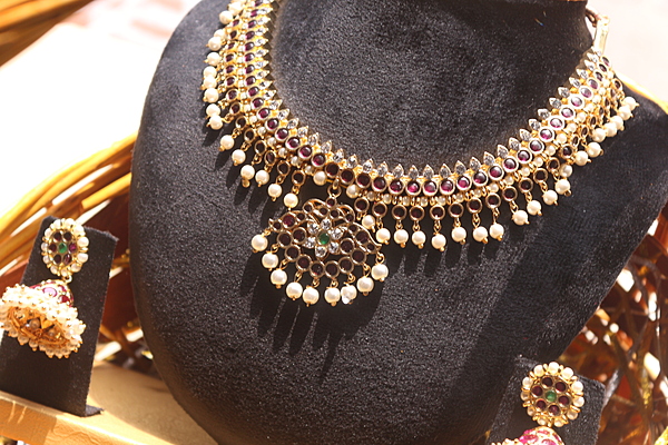 Bharatanatyam Kempu Grand Pendant Necklace