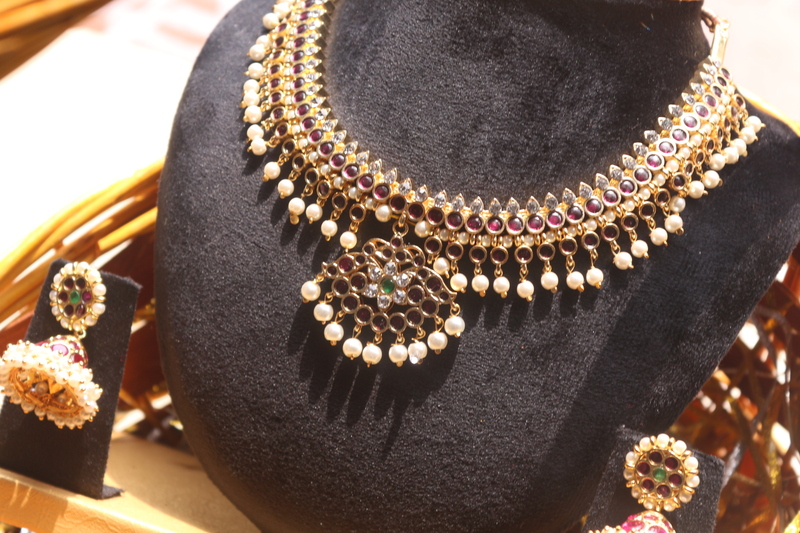 Bharatanatyam Kempu Grand Pendant Necklace