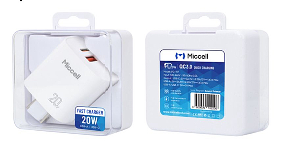 MICCELL 20W PD HOME CHARGER - 100 PCS BUNDLE
