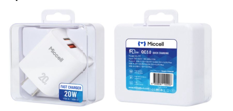 MICCELL 20W PD HOME CHARGER - 100 PCS BUNDLE