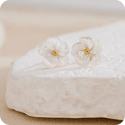 White Flower Earrings