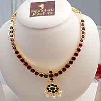 Margam Attiga/Attigai - Copper & Real Kempstones Temple Jewellery