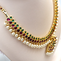 Margam Temple Jewellery - One Gram Gold Finish Copper & Real Kempstones Necklace