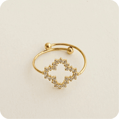Delicate Zircons Clover Ring