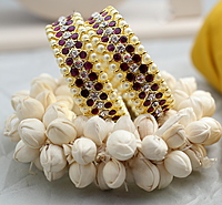 Margam Temple Jewellery Copper with Gold Finish & Real Kemp Bangles