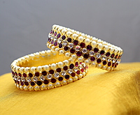 Margam Temple Jewellery Copper with Gold Finish & Real Kemp Bangles