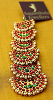 Temple Jewellery Brass Gold Finish Nethi Chutty – Chandran/Moon Pattern Forehead Maang Tikka with Kempstones