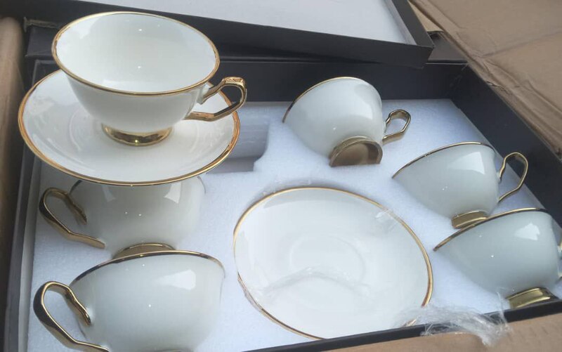 6 SAUCER + 6 CUP CERAMIC SET