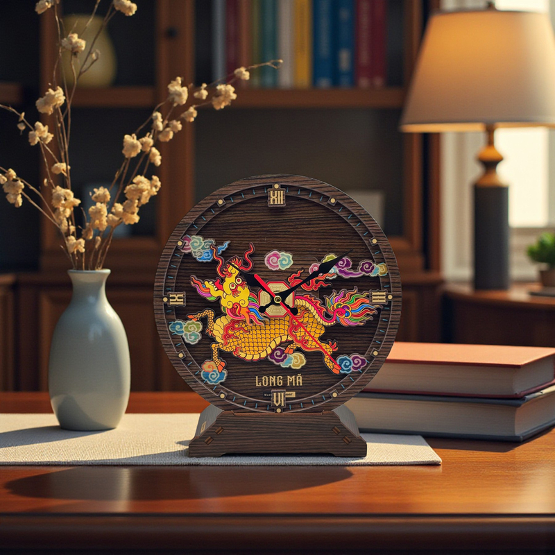 Đồng Hồ Gỗ Long Mã (Để Bàn) Đồng Hồ Gỗ Long Mã (Để Bàn)