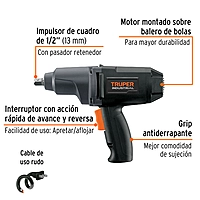 IMP-1/2N Llave neumática de impacto, industrial, 1/2' de 900 w Truper