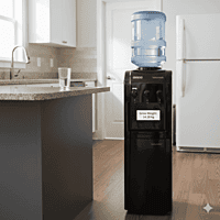 Close-up of the intuitive control panel on a jet black Usha Instafresh floor standing unit.