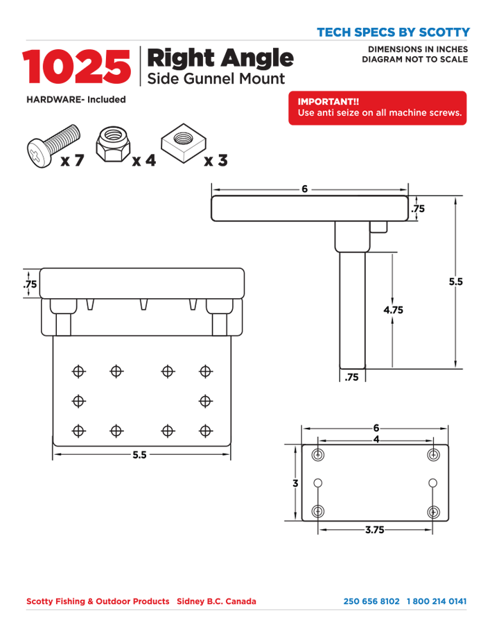 Scotty Downrigger Side Mount Bracket