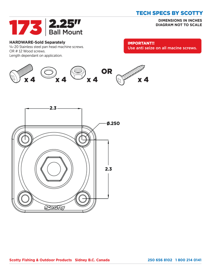 Scotty 2.25" ball mount w. Large Sounder Plate Scotty 2.25" ball mount w. Large Sounder Plate