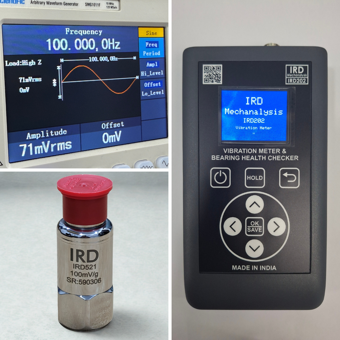 Calibration Of Digital Vibration Meter and Bearing Health Checker IRD202 Elite along with its Vibration Sensor IRD521