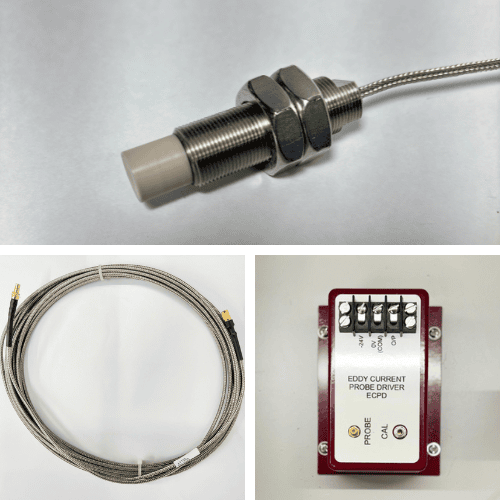 IRD401 - Eddy Current Probe Set - Probe, Extension Cable and Driver, 8V/mm, -24V Supply, Panel Mount, 8mm tip dia, M10x1 body, 9m system length