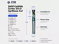 ITA 3/8" Solid Carbide Compression Router Bit Z2+2 RH Up/Down Cut Platinum Coating