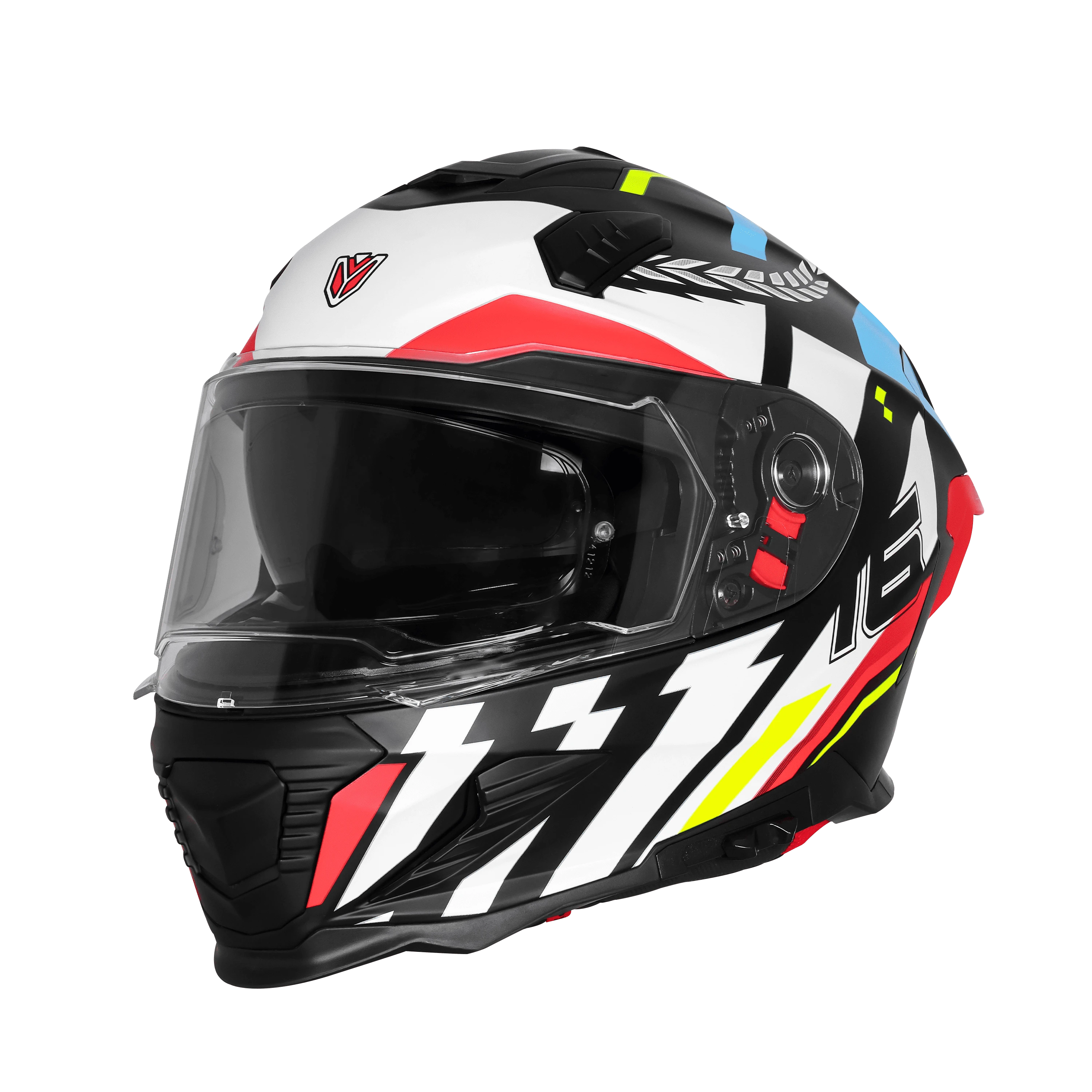 IGNYTE IGN-16 ISS DOT STEADY GLOSSY BLACK/WHITE BLUE C/V 580 MM WITH EXTRA SMOKE VISOR