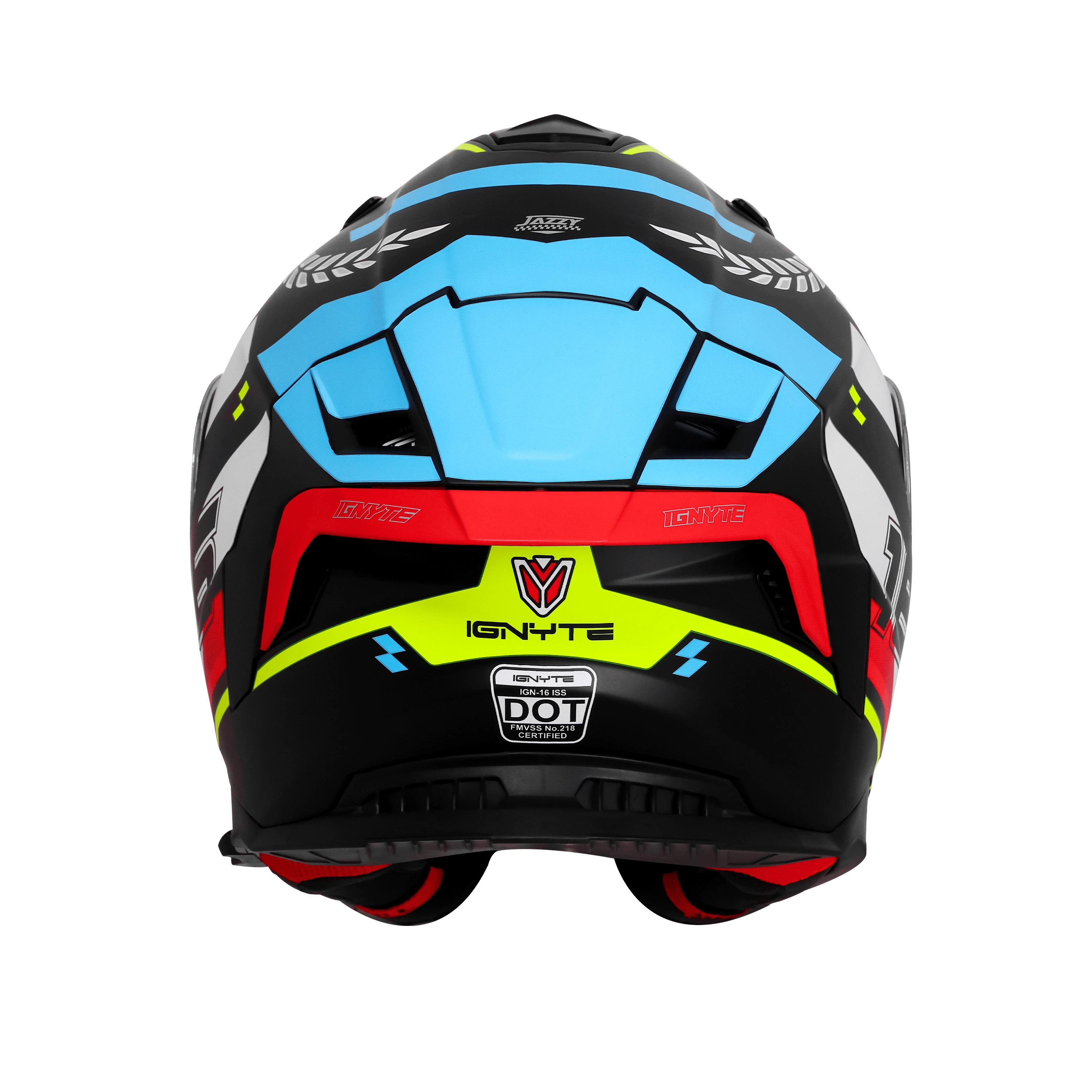 IGNYTE IGN-16 ISS DOT STEADY GLOSSY BLACK/WHITE BLUE C/V 580 MM WITH EXTRA SMOKE VISOR