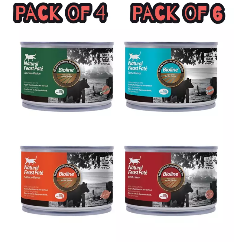 Pack of Bioline Natural Feast Pate Cat Can