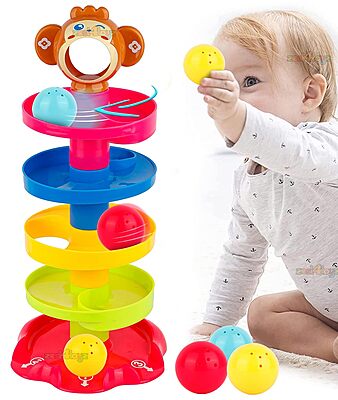 Amazkart 5 Layer Ball Drop and Roll Swirling Tower Set, Pile Tower Puzzle Toy - Multicolor