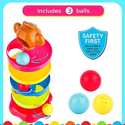 Amazkart 5 Layer Ball Drop and Roll Swirling Tower Set, Pile Tower Puzzle Toy - Multicolor