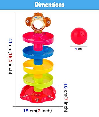 Amazkart 5 Layer Ball Drop and Roll Swirling Tower Set, Pile Tower Puzzle Toy - Multicolor