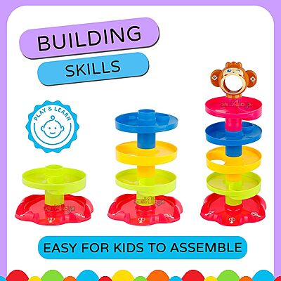 Amazkart 5 Layer Ball Drop and Roll Swirling Tower Set, Pile Tower Puzzle Toy - Multicolor