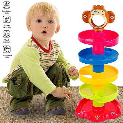 Amazkart 5 Layer Ball Drop and Roll Swirling Tower Set, Pile Tower Puzzle Toy - Multicolor
