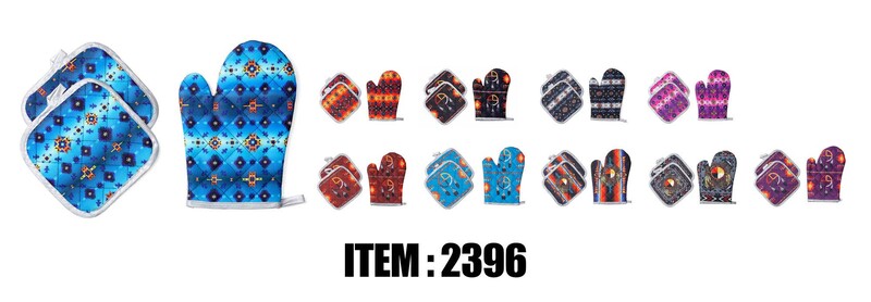 Mitt and Pot Holder Set Diamond Star Design (2396)