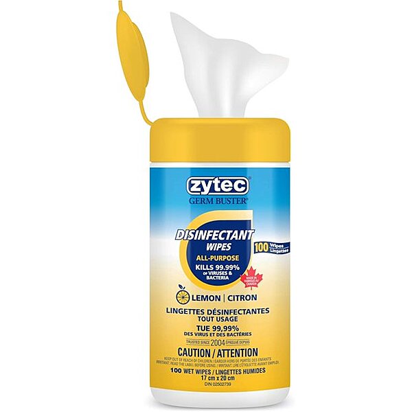 Zytec Disinfectant Wipes Lemon [100 ct]