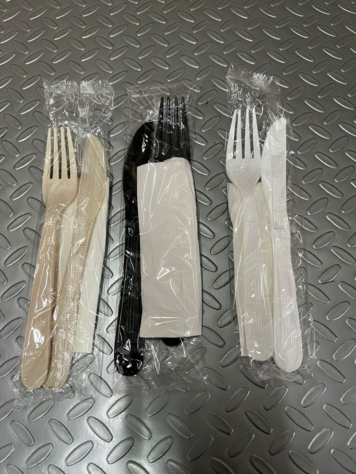 Set 3pcs Tenedor, Cuchillo, Servilleta XL #8 Biodegradable