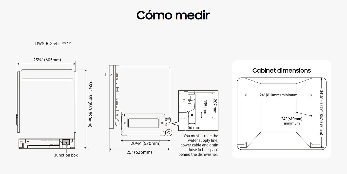 SAMSUNG, DW80CG5451SRAA Lavavajillas 75 piezas con SmartThings 3 estantes, 12 meses Garantía General